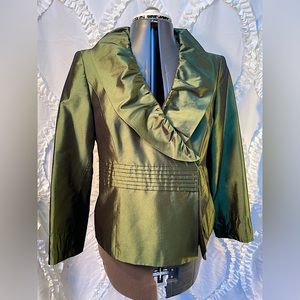 Nipon Boutique Green Metallic Wrap Jacket Sz 6